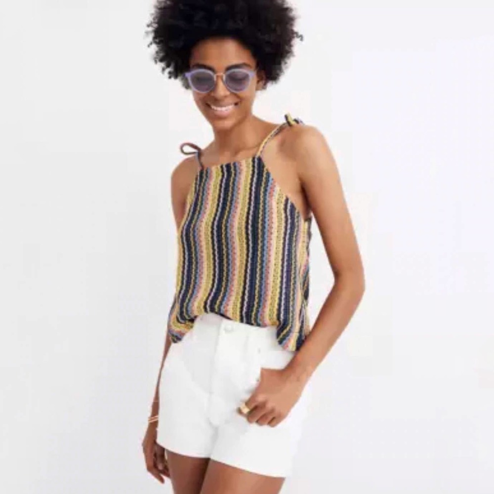 Madewell Texture & Thread Tie-Shoulder Tank Top in Rainbow Crochet Size XXS